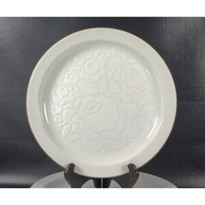 Set of 2 White Floral Midwinter Stonehenge Winter Pattern Dinner Plates 10 1/2"